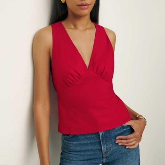 NWT Reformation Meg Top - Lipstick Red - Picture 1 of 5